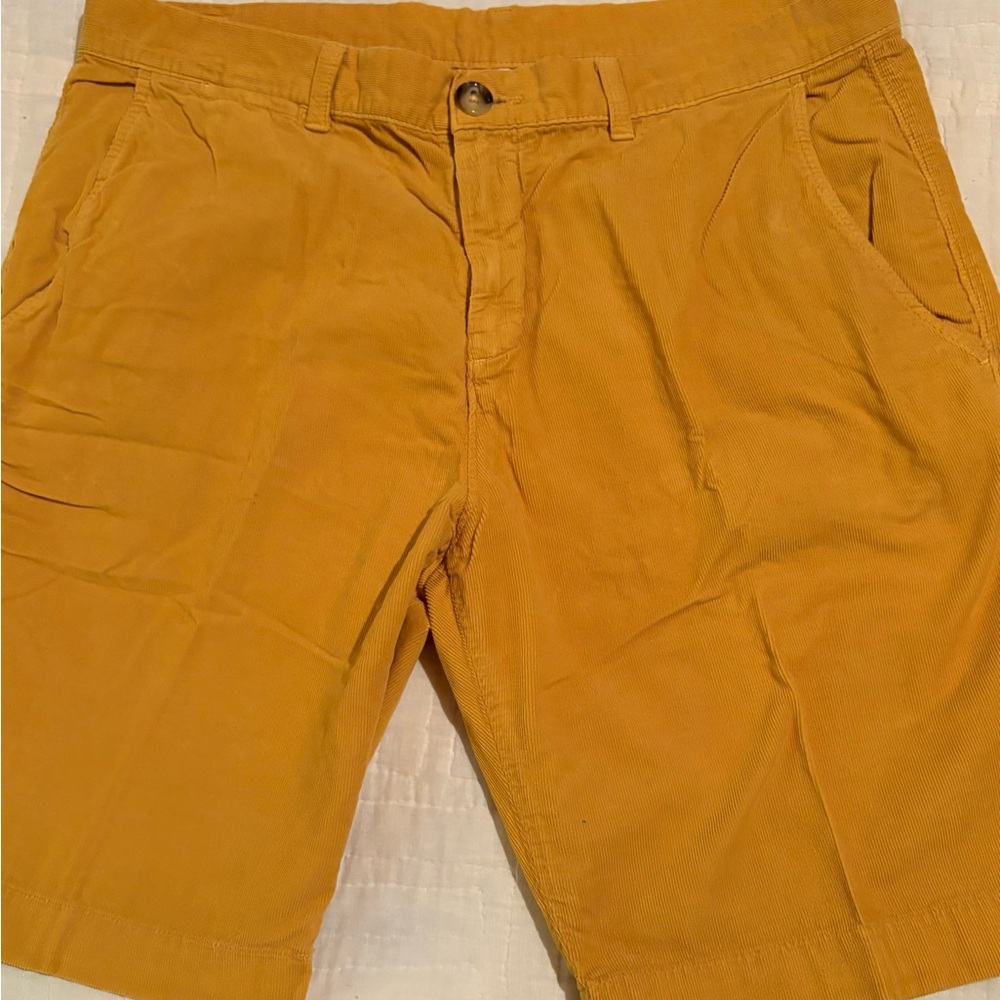 Stylish Orange Flat Front Corduroy Men's Shorts